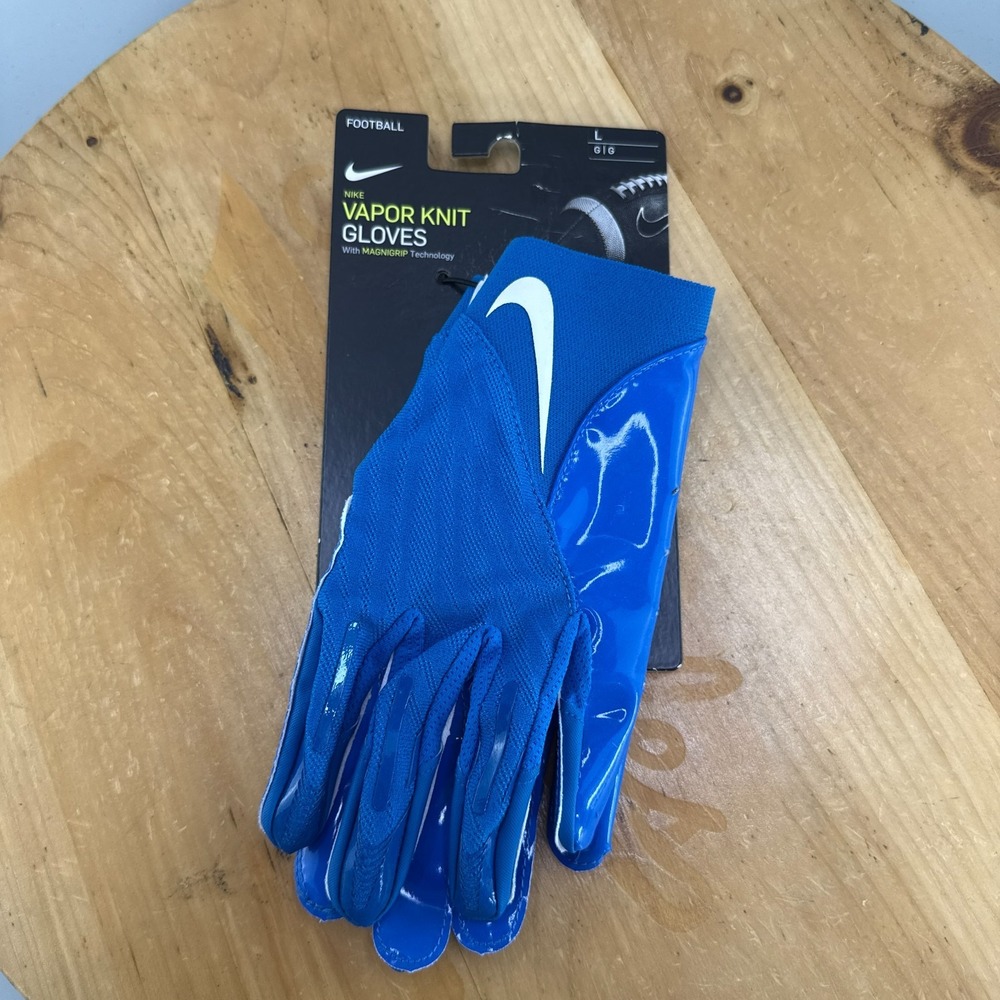 Nike Vapor Knit Wide Receiver Football Gloves Mens Size Large L Blue White NEW